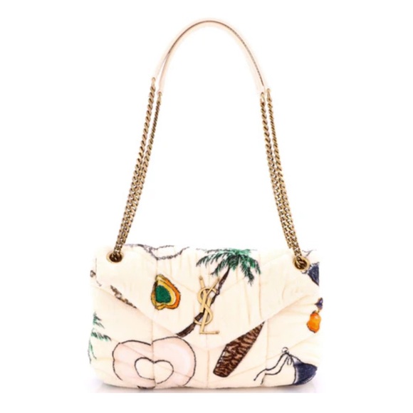 Saint Laurent Loulou Puffer Bag Quilted Print Terry cloth color Cream - Picture 1 of 16